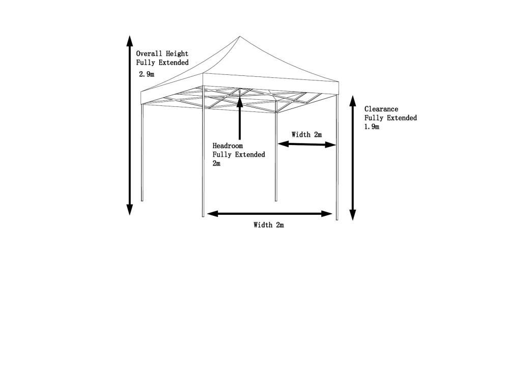 2x2m Pop Up Gazebo with 4 Heavyweight Side Panels