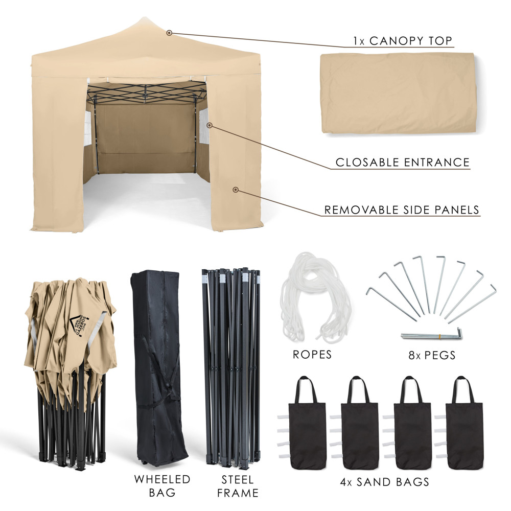 3x6m Pop Up Gazebo with 4 Heavyweight Side Panels
