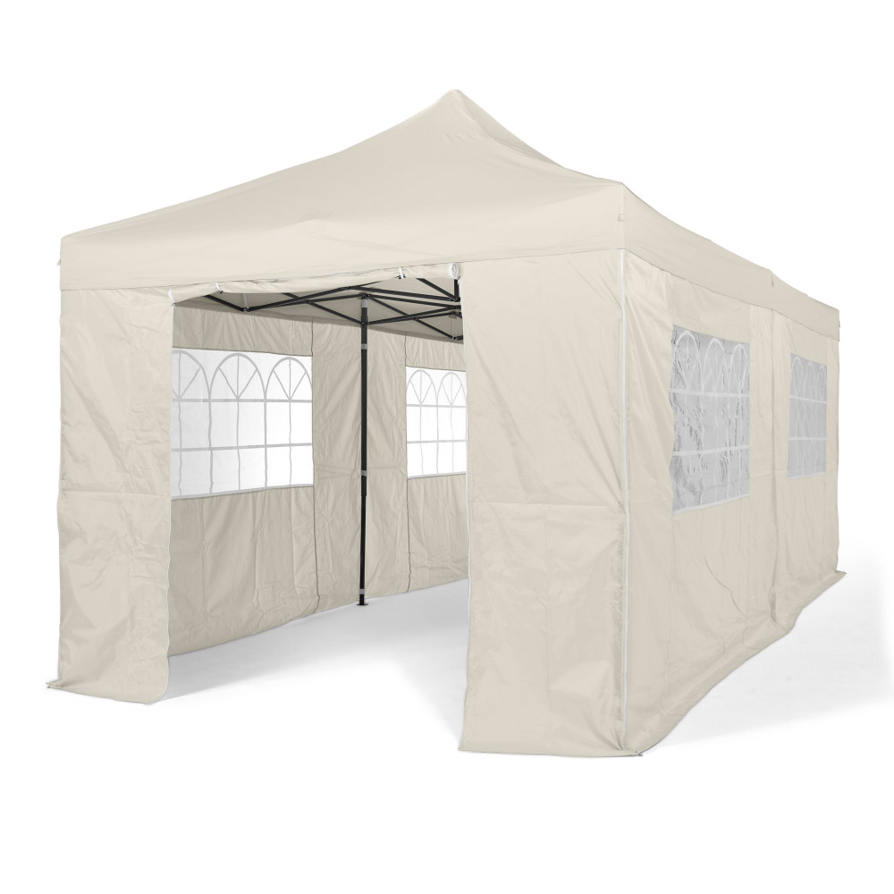 3x6m Pop Up Gazebo With Wheeled Bag, 6 Leg Weights, Rope and Pegs + 4 Side Walls ( STD )