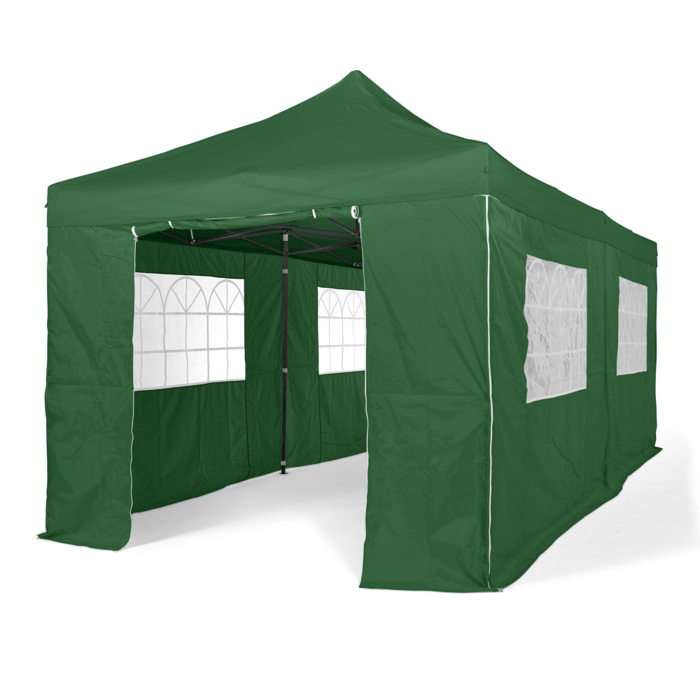 3x6m Pop Up Gazebo With Wheeled Bag, 6 Leg Weights, Rope and Pegs + 4 Side Walls ( STD )