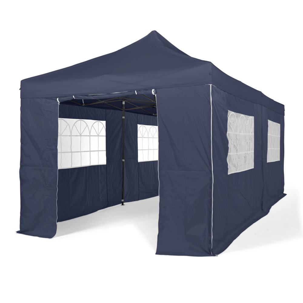 3x6m Pop Up Gazebo With Wheeled Bag, 6 Leg Weights, Rope and Pegs + 4 Side Walls ( STD )