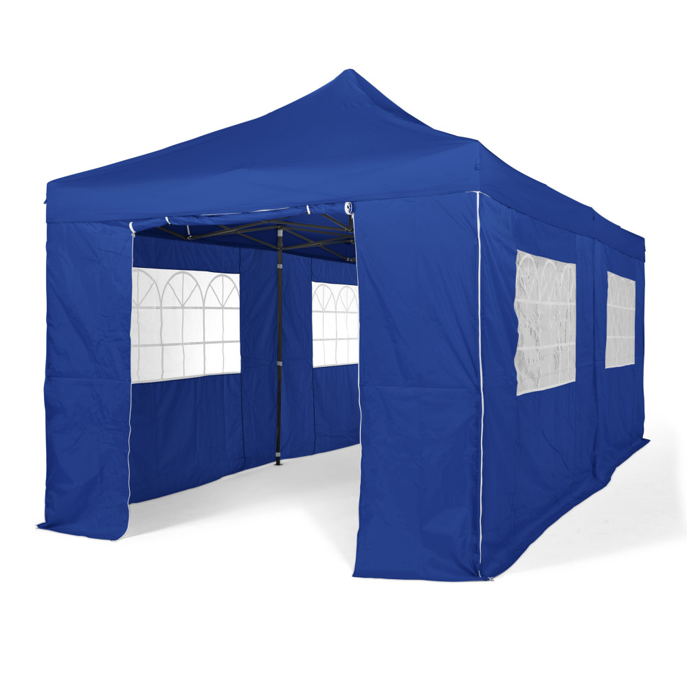 3x6m Pop Up Gazebo With Wheeled Bag, 6 Leg Weights, Rope and Pegs + 4 Side Walls ( STD )