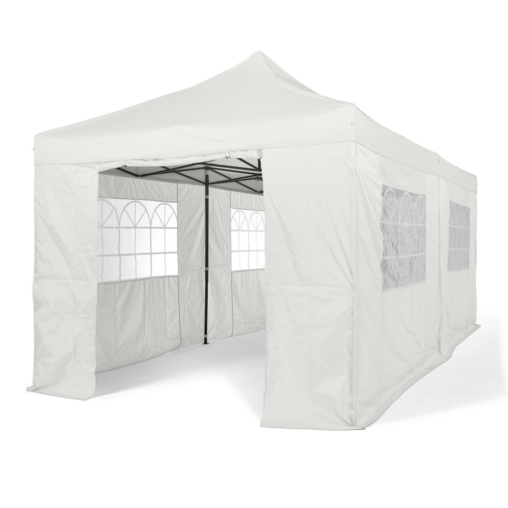 3x6m Pop Up Gazebo With Wheeled Bag, 6 Leg Weights, Rope and Pegs + 4 Side Walls ( STD )