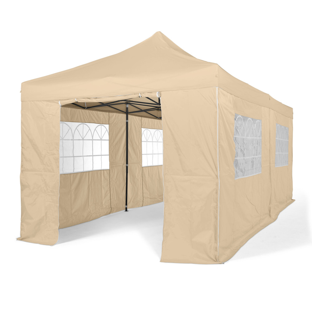 3x6m Pop Up Gazebo With Wheeled Bag, 6 Leg Weights, Rope and Pegs + 4 Side Walls ( STD )