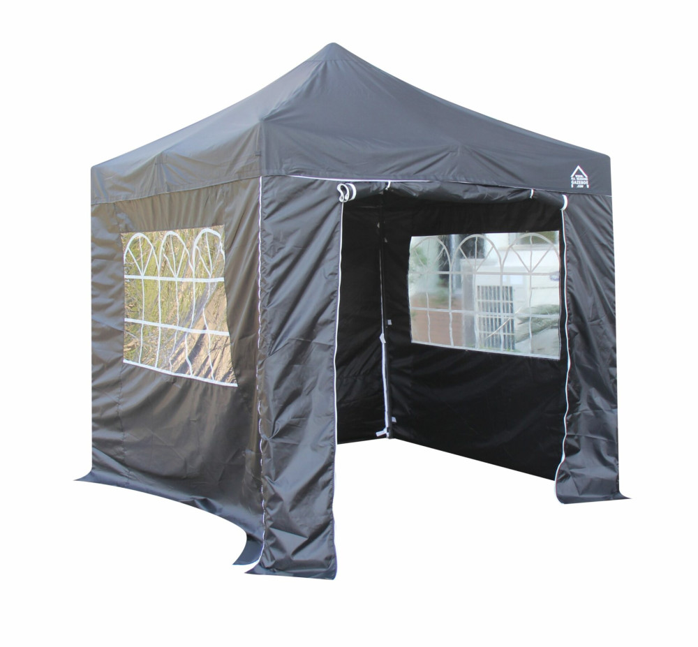 2.5x2.5m Pop Up Gazebo With Wheeled Bag, 4 Leg Weights, Rope and Pegs + 4 Side Walls ( STD )