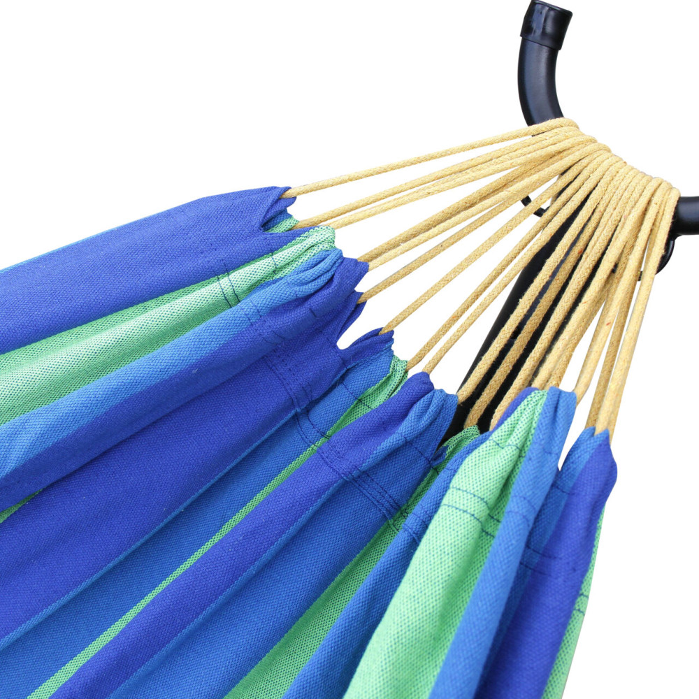 Ross James Garden Furniture, 100% Double Cotton Hammock with heavy Duty Metal Stand with over 200kg Weight Capacity