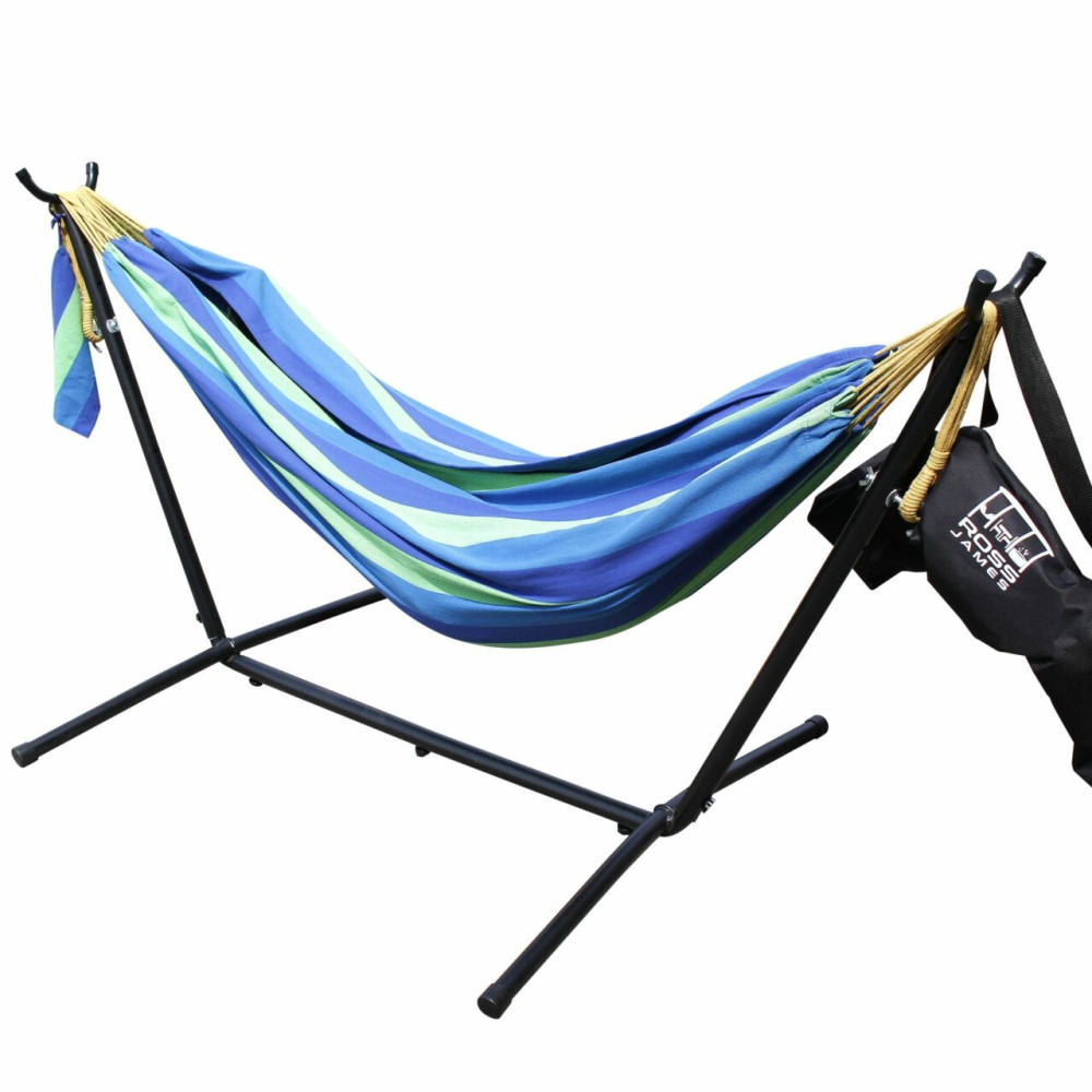 Ross James Garden Furniture, 100% Double Cotton Hammock with heavy Duty Metal Stand with over 200kg Weight Capacity