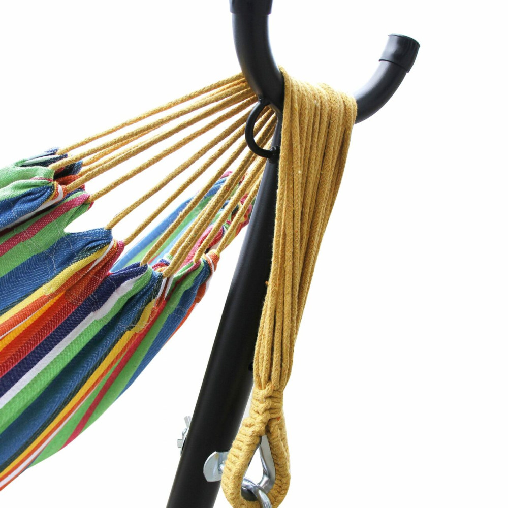 Ross James Garden Furniture, 100% Double Cotton Hammock with heavy Duty Metal Stand with over 200kg Weight Capacity