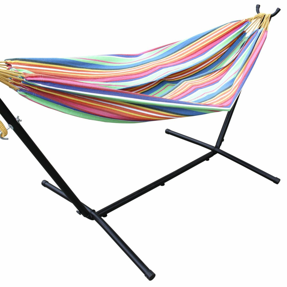 Ross James Garden Furniture, 100% Double Cotton Hammock with heavy Duty Metal Stand with over 200kg Weight Capacity