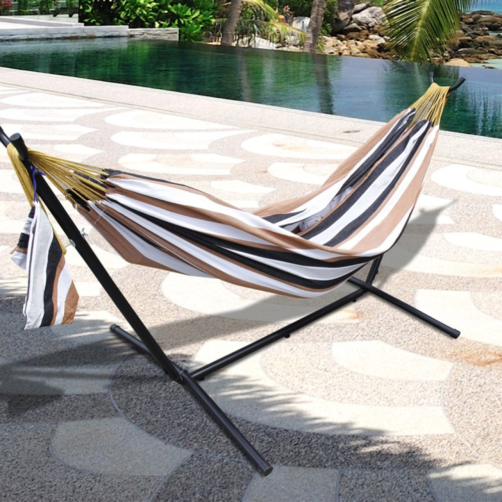 Ross James Garden Furniture, 100% Double Cotton Hammock with heavy Duty Metal Stand with over 200kg Weight Capacity