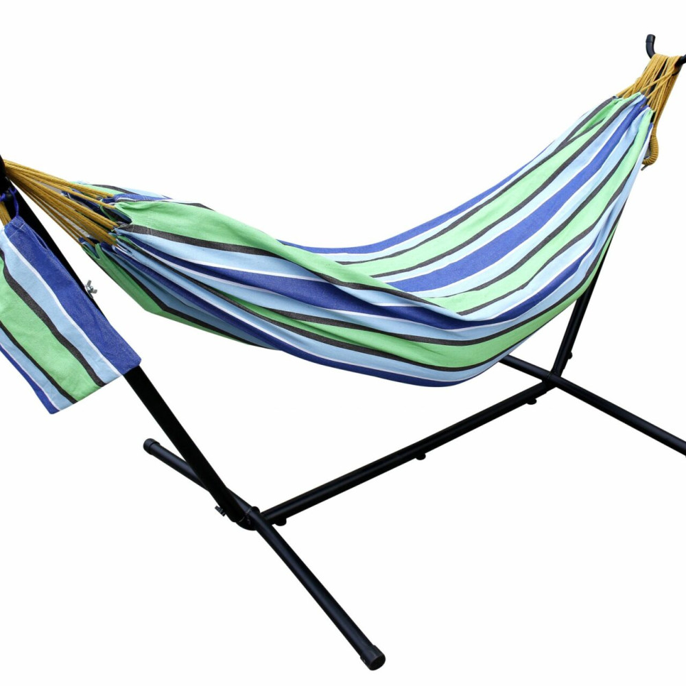 Ross James Garden Furniture, 100% Double Cotton Hammock with heavy Duty Metal Stand with over 200kg Weight Capacity