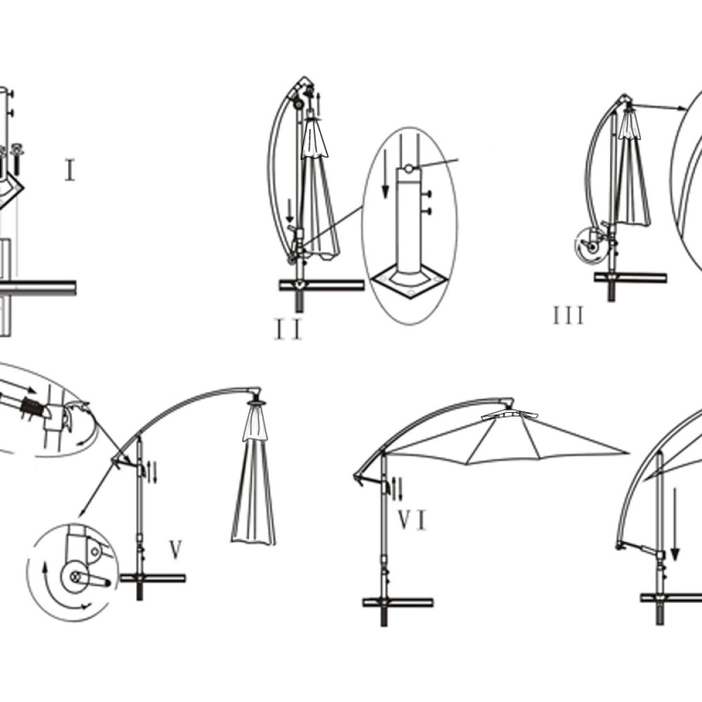 Ross James Luxury Garden Furniture Parasol with crank handle and base weights