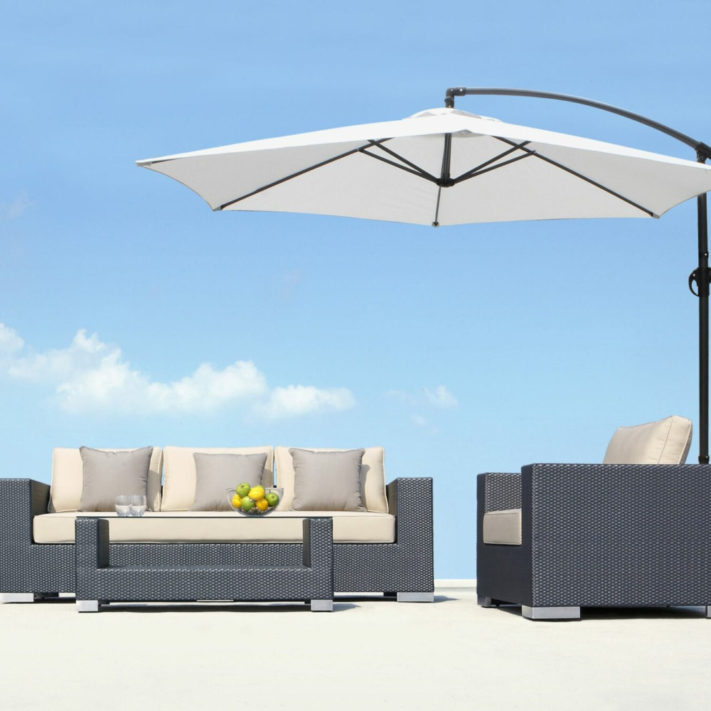 Ross James Luxury Garden Furniture Parasol with crank handle and base weights
