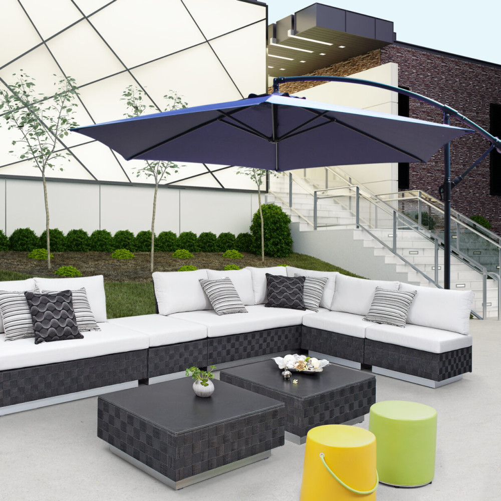 Ross James Luxury Garden Furniture Parasol with crank handle and base weights