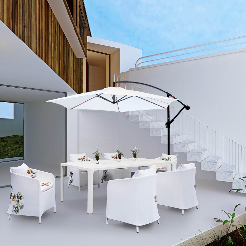 Ross James Luxury Garden Furniture Parasol with crank handle and base weights