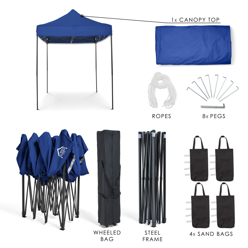 3x2m Pop Up Gazebo With Wheeled bag, 4 Leg Weights, Rope and Pegs
