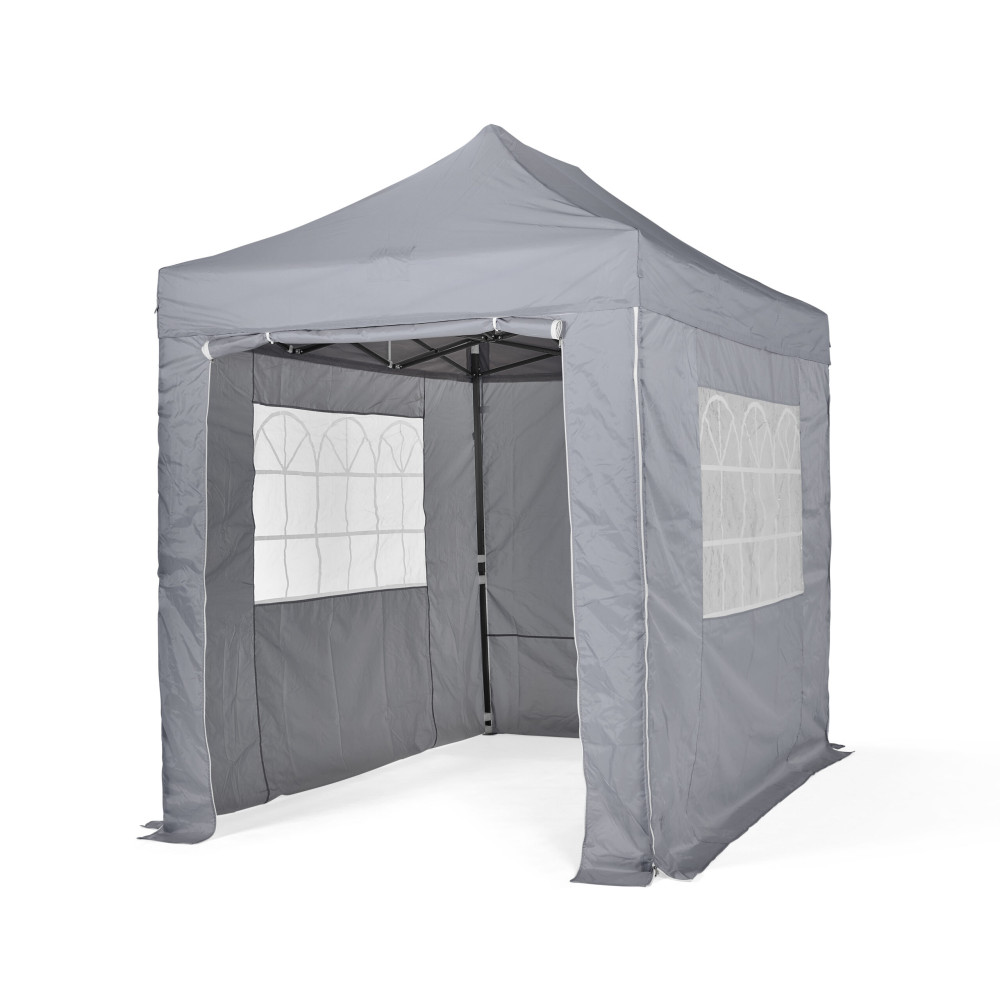 3x2m Pop Up Gazebo With Wheeled Bag, 4 Leg Weights, Rope and Pegs + 4 Side Walls ( STD )