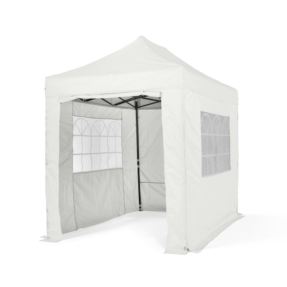 3x2m Pop Up Gazebo With Wheeled Bag, 4 Leg Weights, Rope and Pegs + 4 Side Walls ( STD )