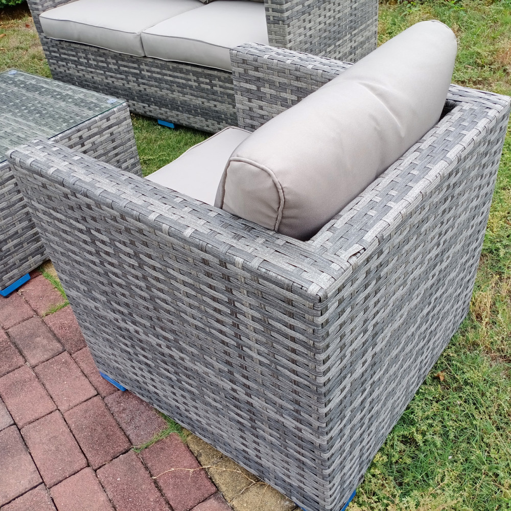 5 Piece Luxury Aluminium Framed Mixed Grey Rattan Sofa and table set