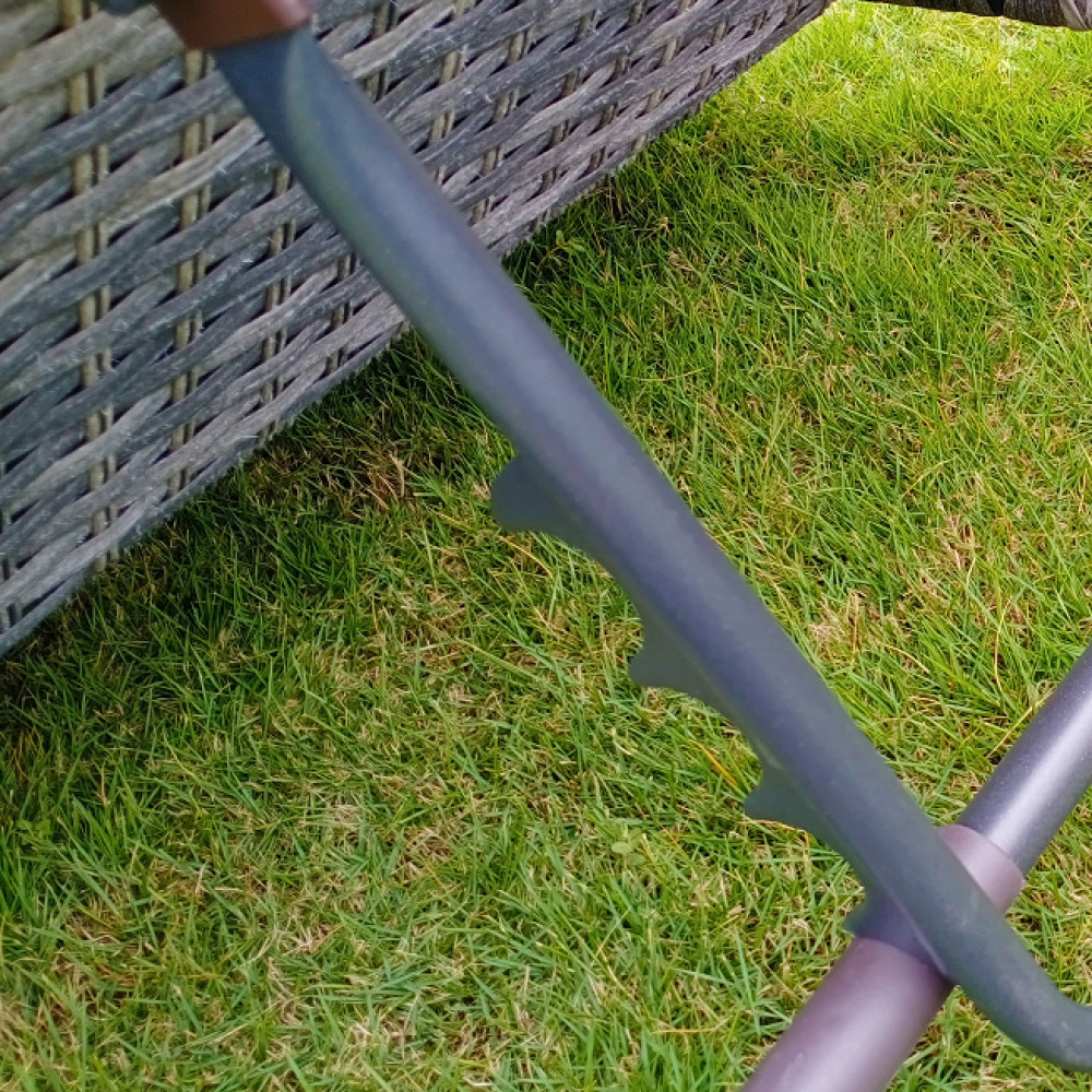 Luxury Mixed Grey Aluminium Framed Rattan Lounger &amp; Table with Tempered Glass