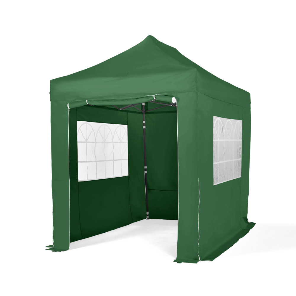 3x2m Pop Up Gazebo With Wheeled Bag, 4 Leg Weights, Rope and Pegs + 4 Heavyweight Side Walls (SUP)