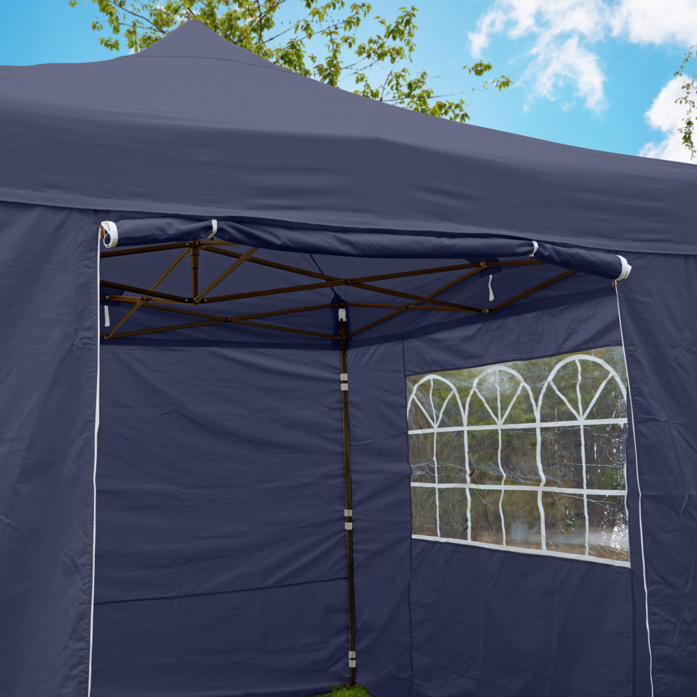 3x3m Pop Up Gazebo With Wheeled Bag, 4 Leg Weights, Rope and Pegs + 4 Side Walls ( STD )