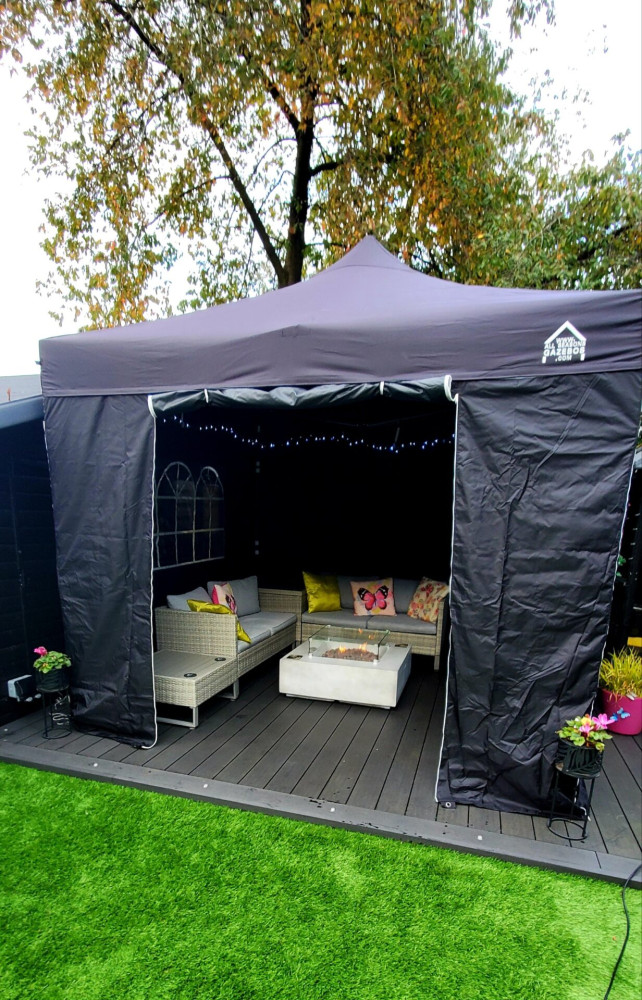 3x3m Pop Up Gazebo With Wheeled Bag, 4 Leg Weights, Rope and Pegs + 4 Side Walls ( STD )