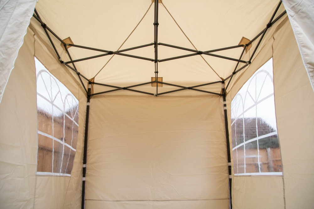 3x3m Pop Up Gazebo With Wheeled Bag, 4 Leg Weights, Rope and Pegs + 4 Side Walls ( STD )
