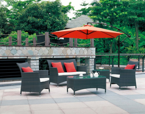 Ross James Luxury Garden Furniture Parasol with crank handle and base weights