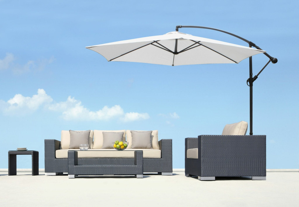 Ross James Luxury Garden Furniture Parasol with crank handle and base weights