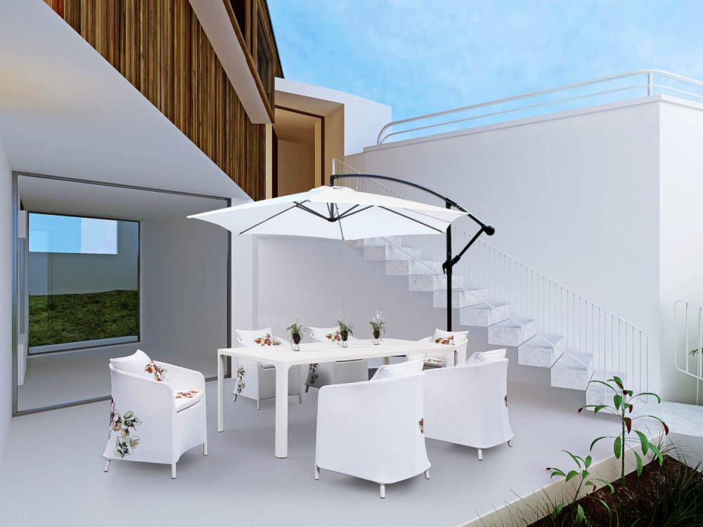 Ross James Luxury Garden Furniture Parasol with crank handle and base weights