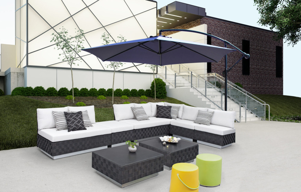 Ross James Luxury Garden Furniture Parasol with crank handle and base weights